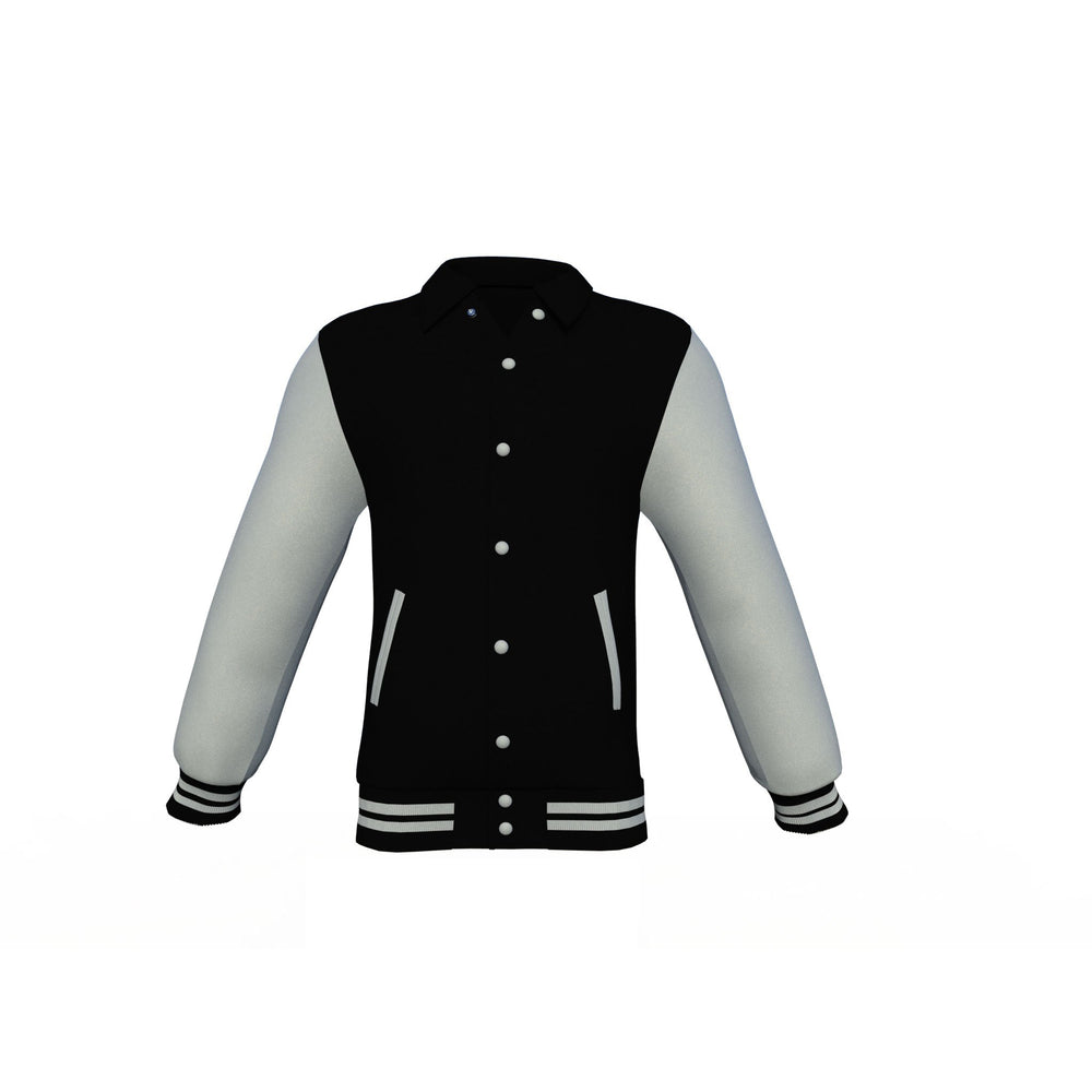 Puffer Black Varsity Letterman Jacket with Grey Sleeves