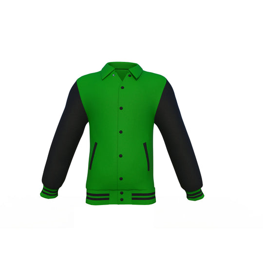 Comfortable Black Sleeves Dark Green Varsity Letterman Jacket 