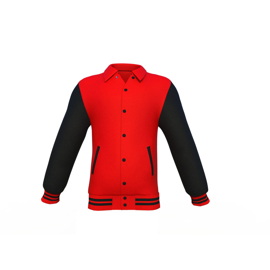 High-Quality Red Varsity Letterman Jacket Black Sleeves