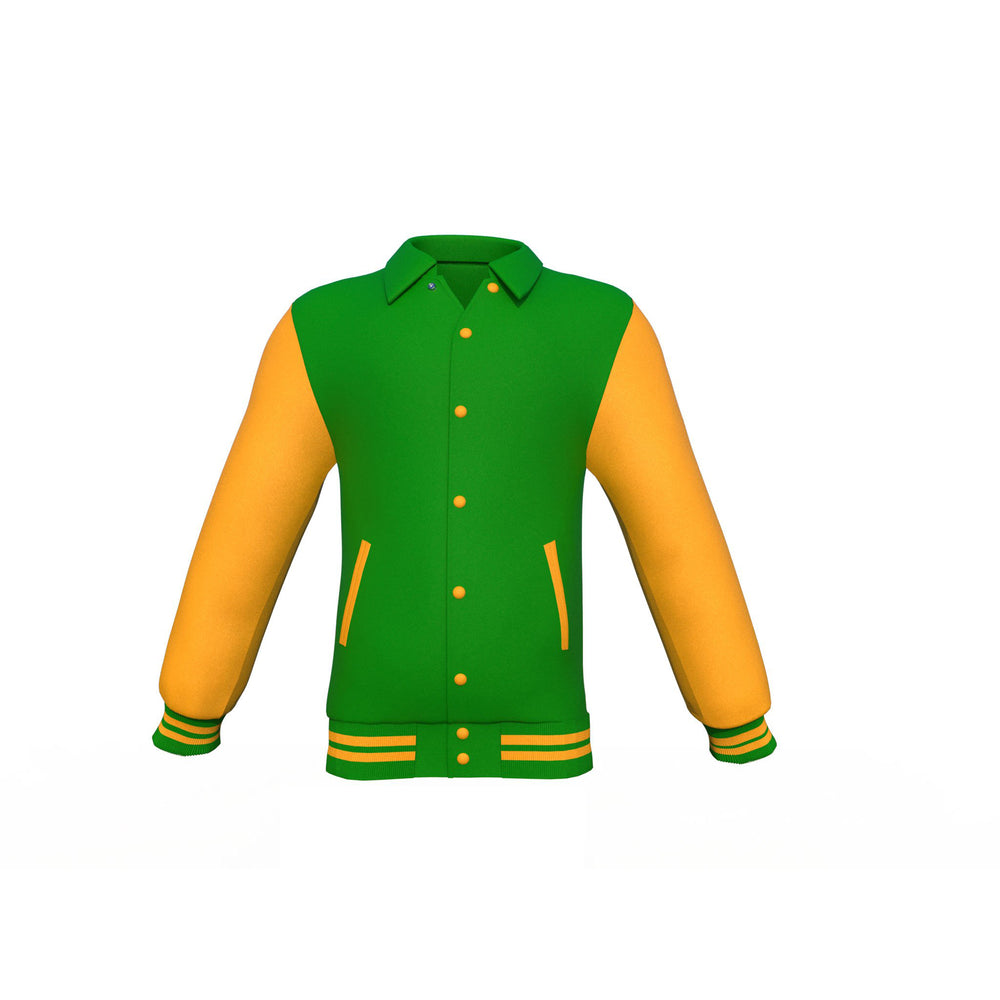 Comfortable Gold Sleeves Dark Green Varsity letterman jacket