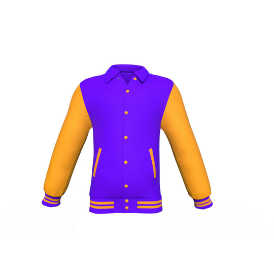 Perfect Warm Gold Sleeves Purple Varsity Letterman Jacket