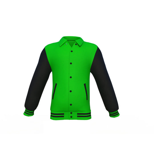 Perfect Light Green Varsity Letterman Jacket with Black Sleeves