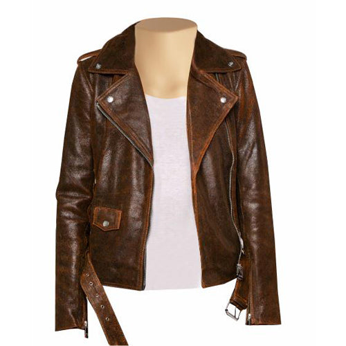 Vintage Copper Biker Leather Jacket