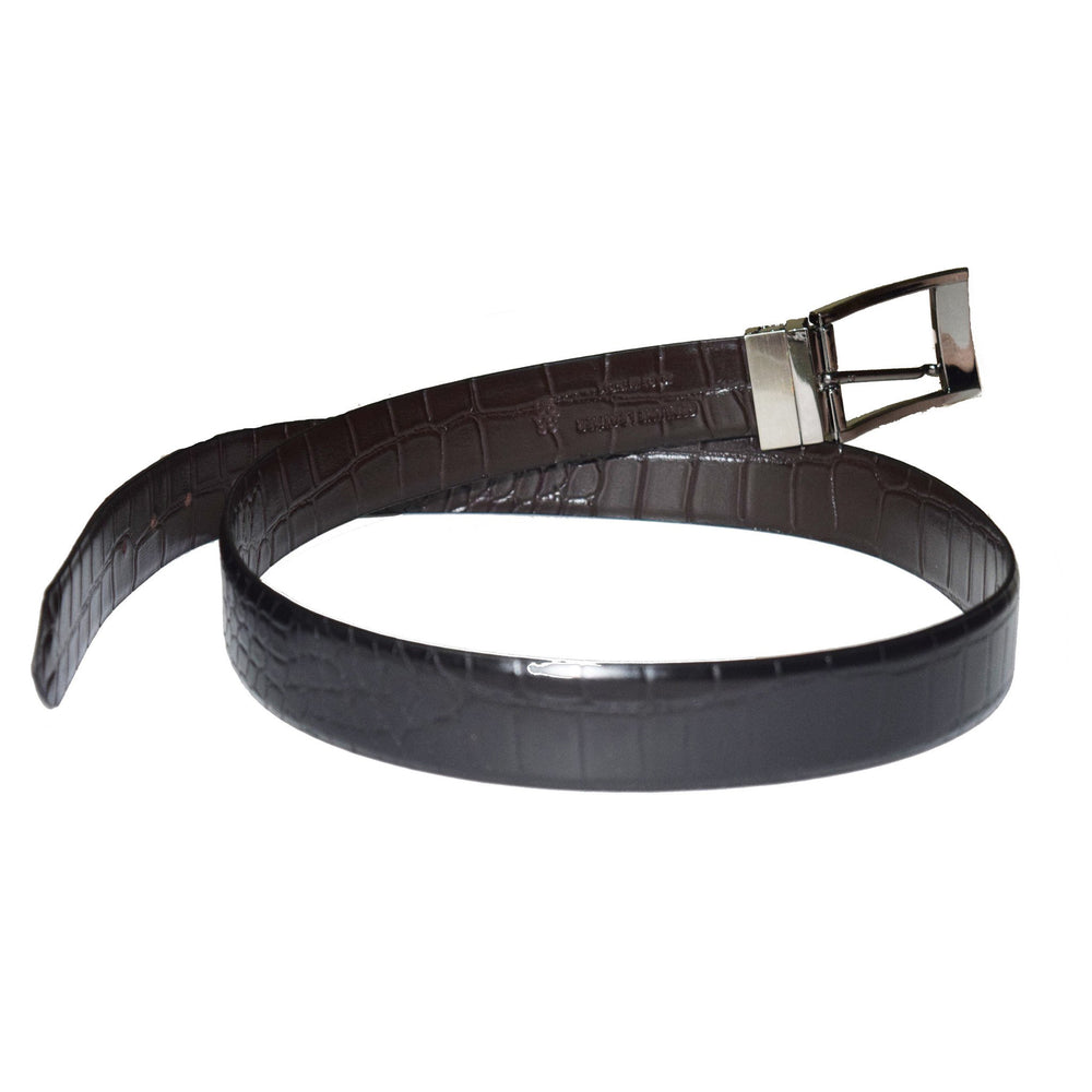 Soft Reversible leather belt with crocodile print