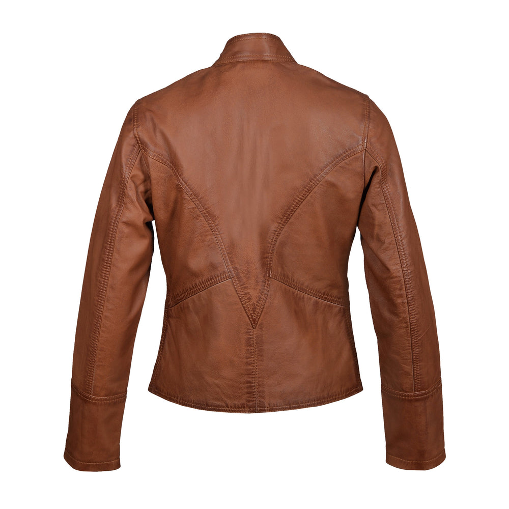 Dione Leather moto jacket with buttoned collar 