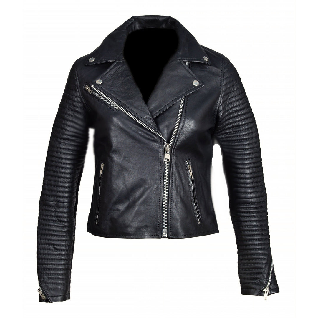 Ribbed sleeves Comfortable Nyah's ribbed biker jacket