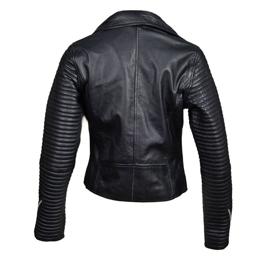 Ribbed sleeves Comfortable Nyah's ribbed biker jacket