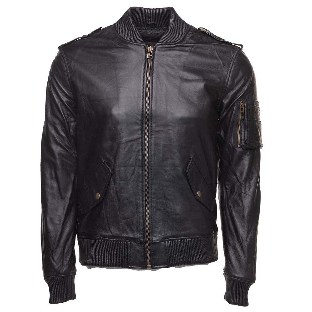 MA-1 black bomber leather Jacket