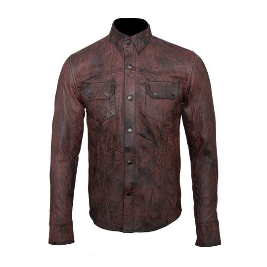 Comfortable Brown Leather Shirt for Men