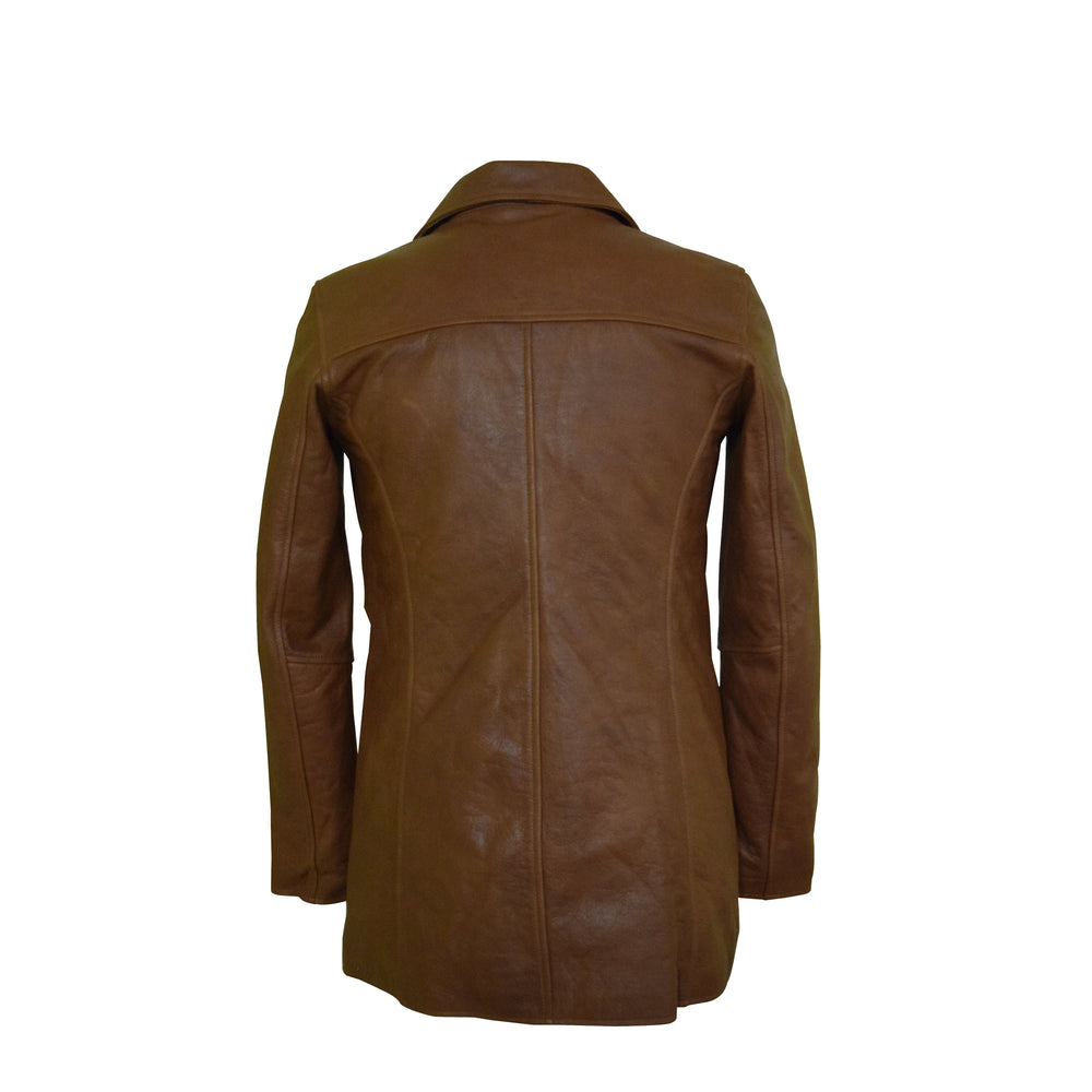 The Classic Corrina's Cognac Leather Peacoat