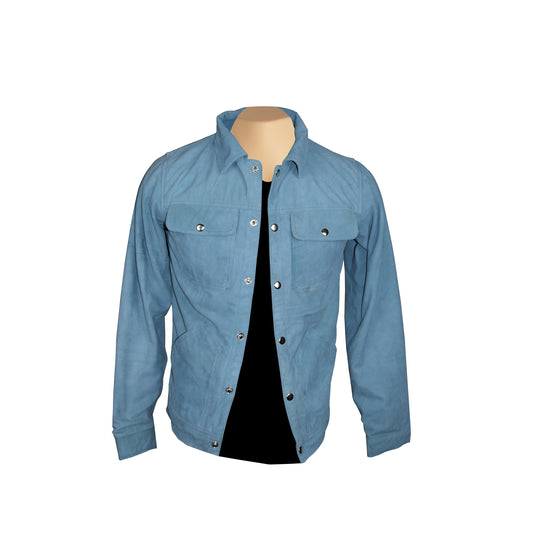 Fashionable Suede Sky blue shirt