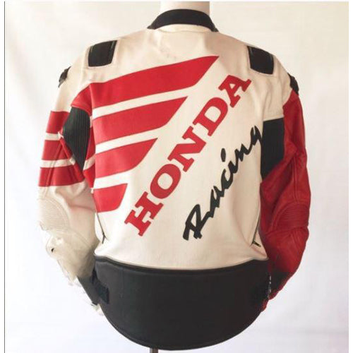 Armor Protection White and Red Honda Motorcycle Jacket 