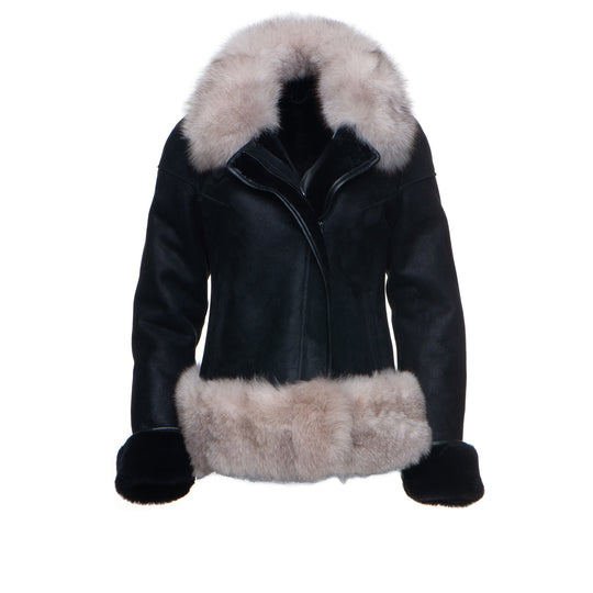 A Cecily's Black Shearling Sheepskin