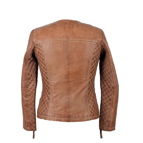 Brand New Lotte Dark Sand Leather Jacket for Women's