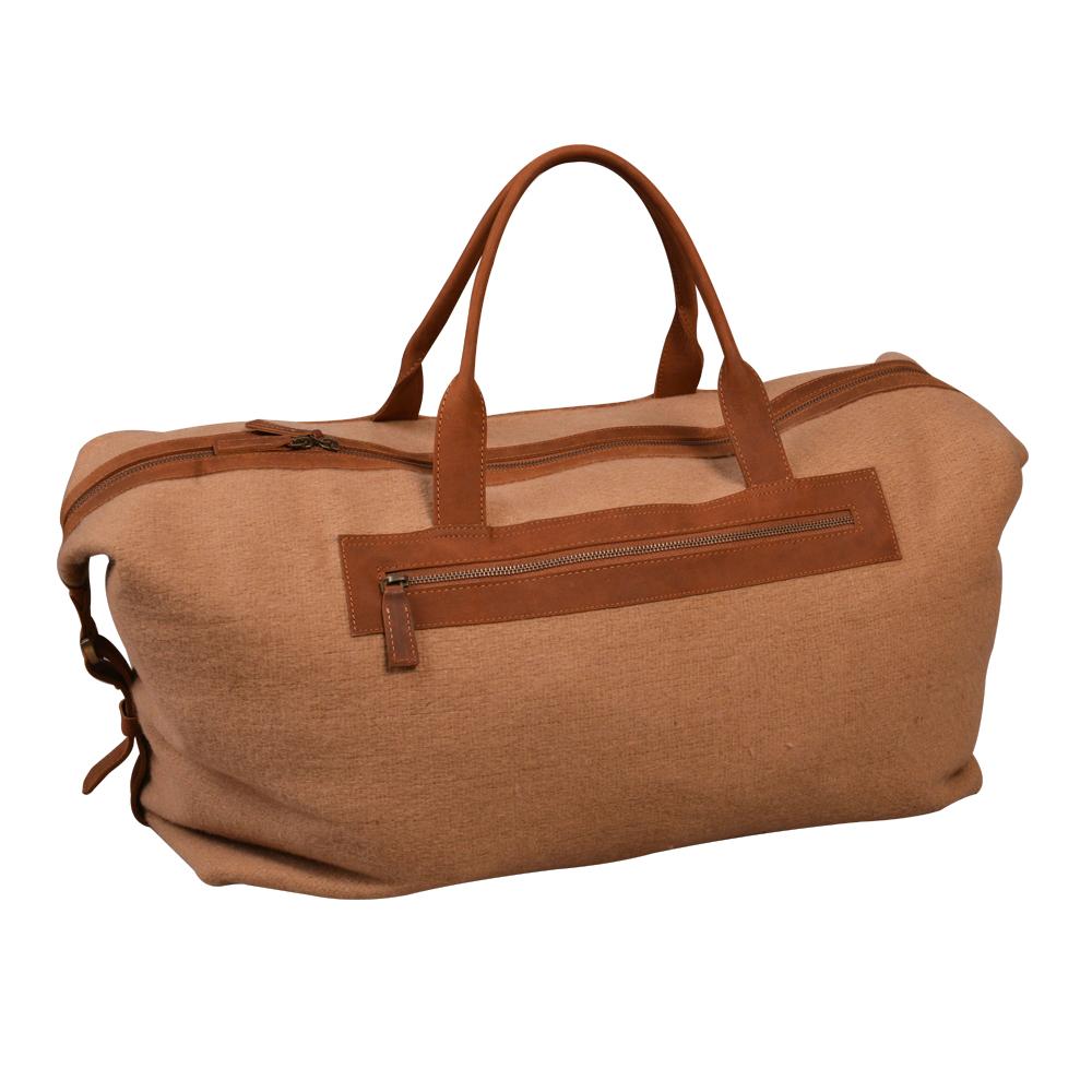 Fashionable Trim Meza's Wool Duffel Leather Bag