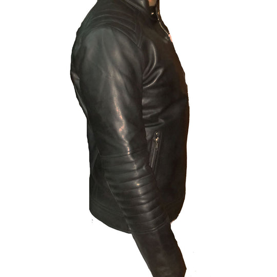 leather jacket quilted shoulders