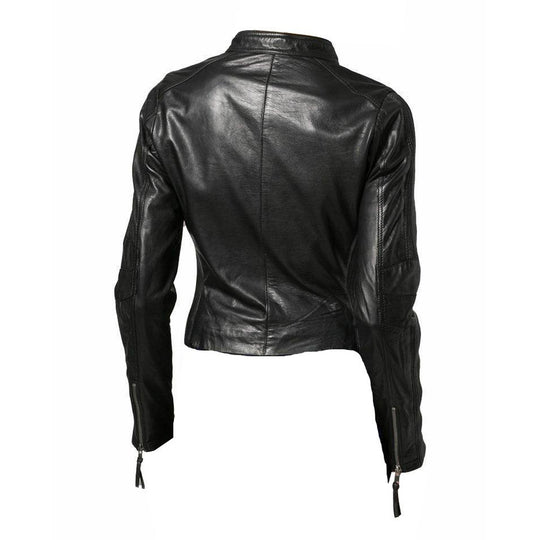 Warm and cozy cropped cafe racer leather jacket