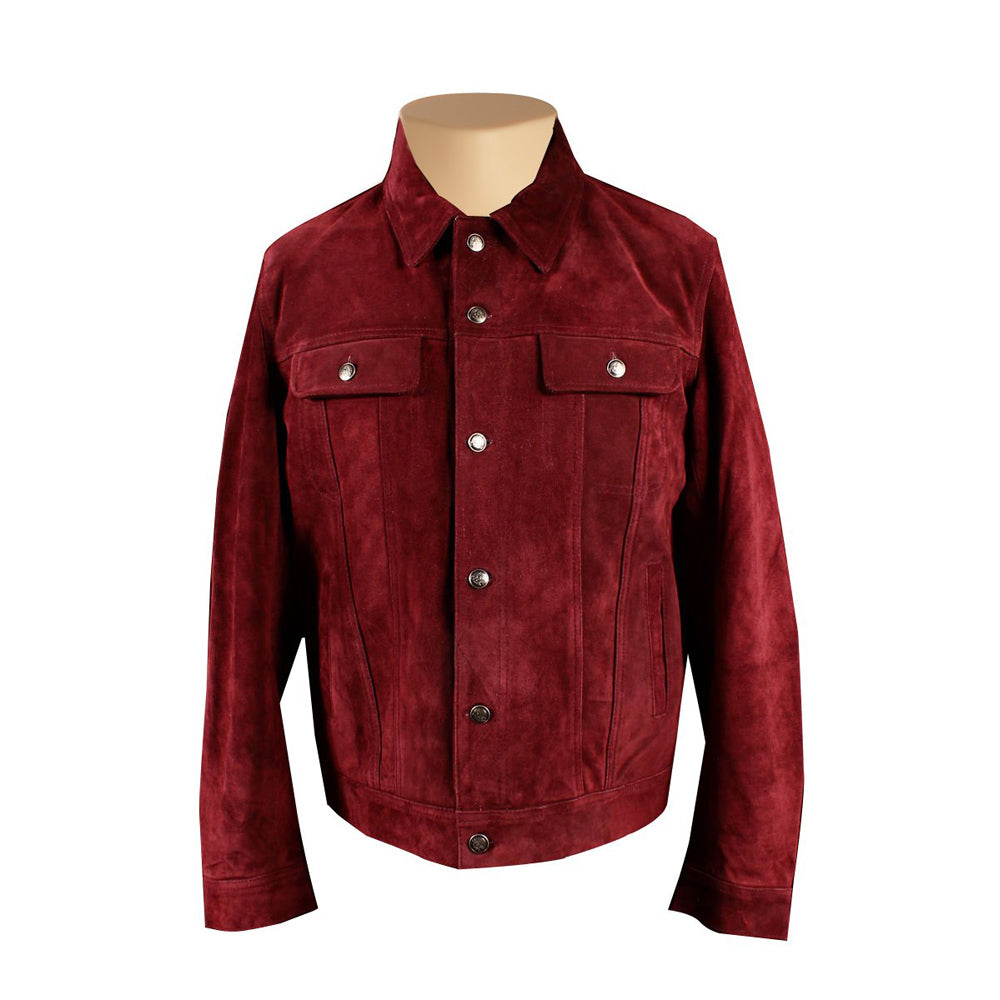 Comfortable Weston's Maroon Suede Leather Shirt