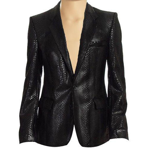 snake print leather blazer