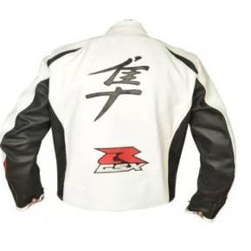 Classic White Hayabusa motorcycle armor protection jacket