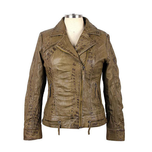 Perfect Women's Sterling Olive Green Leather Jacket