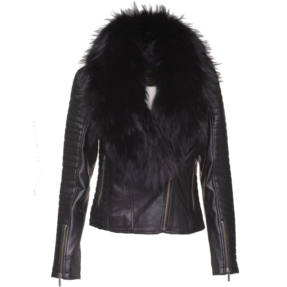 Amarah's Large Fur Shawl Leather Jacket