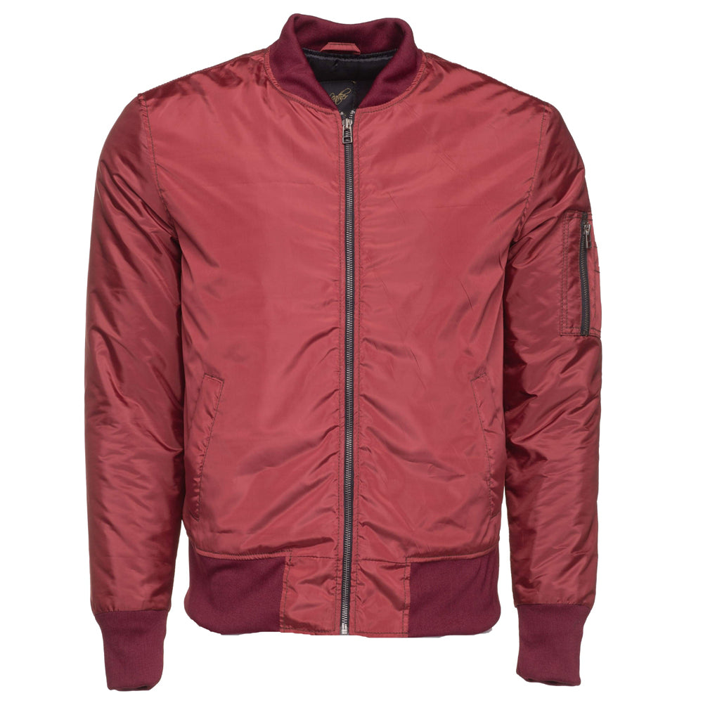 Maroon Archers Ribbed Waist Nylon Flight Jacket