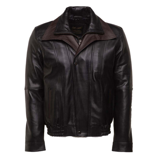 Byrne's brown and black Aviator leather jacket