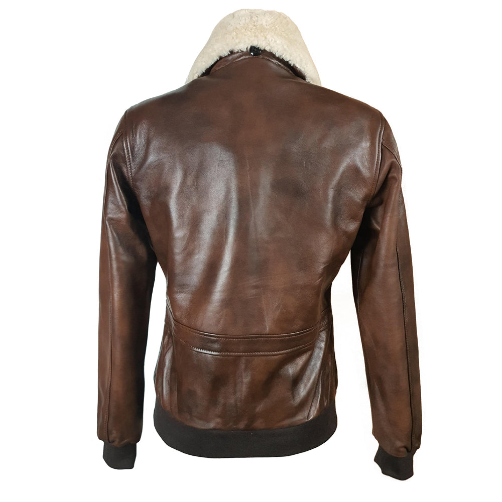 Fur Collar Cindy's two-toned brown leather jacket