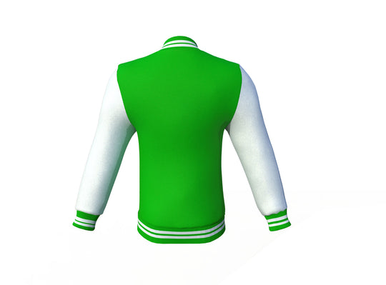 Gold Sleeves Light Green Varsity Letterman Jacket with White Sleeves