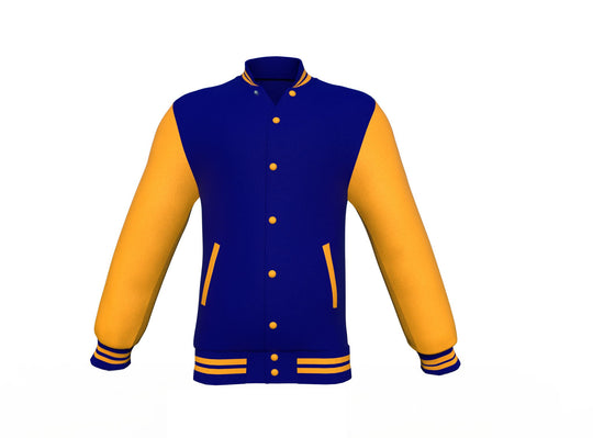 Lightweight Navy Varsity Letterman Jacket with Gold Sleeves