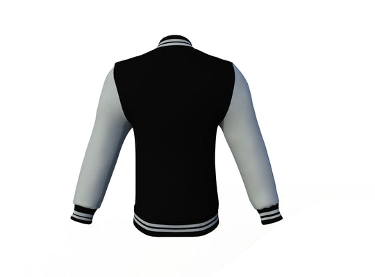 Puffer Black Varsity Letterman Jacket with Grey Sleeves