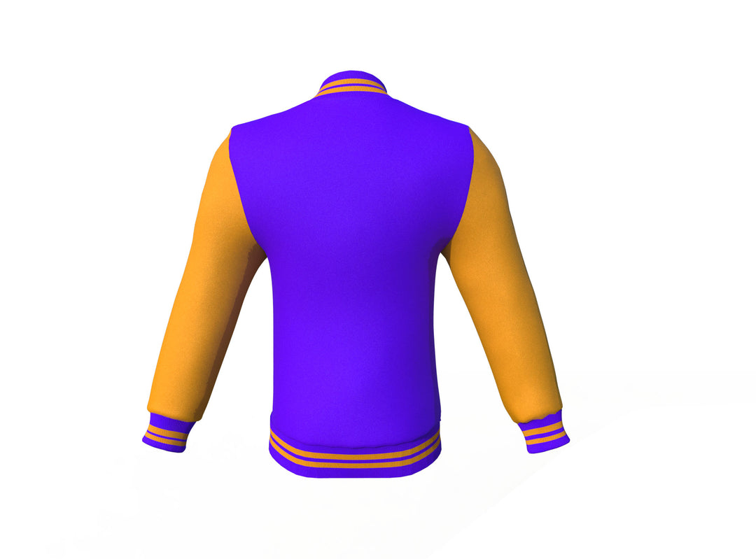 Perfect Warm Gold Sleeves Purple Varsity Letterman Jacket