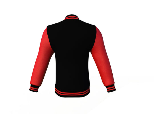 Lightweight Red Sleeves Black Varsity Letterman Jacket 