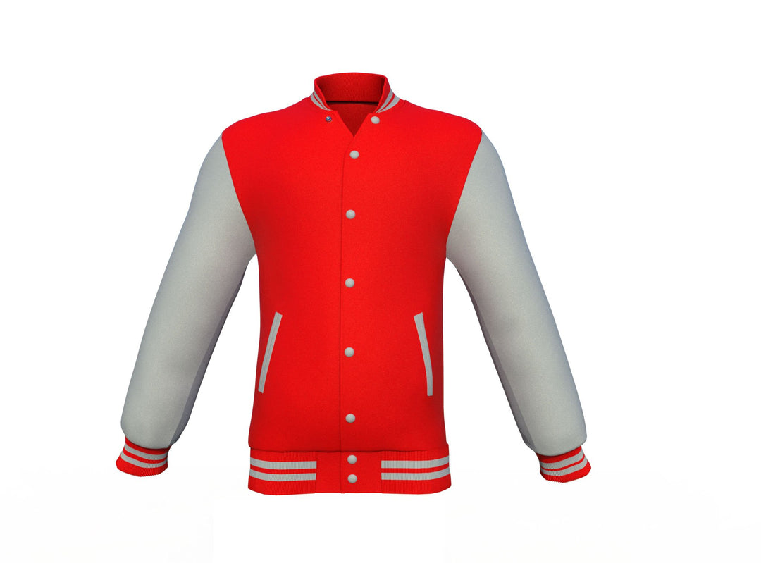 Excellent Design & Comfort Grey Sleeves Red Varsity Letterman Jacket 