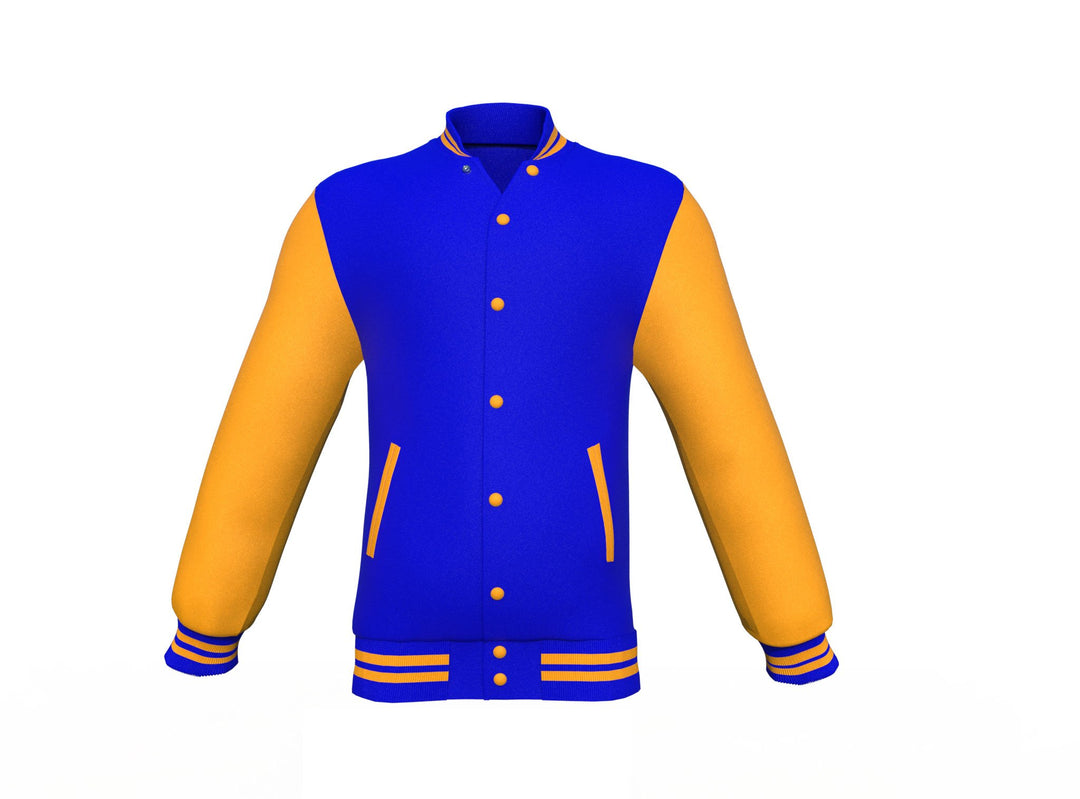 Perfect Gold Sleeves Blue Varsity Letterman Jacket