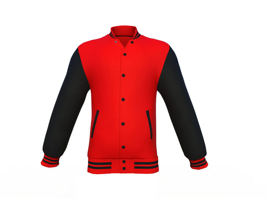 High-Quality Red Varsity Letterman Jacket Black Sleeves