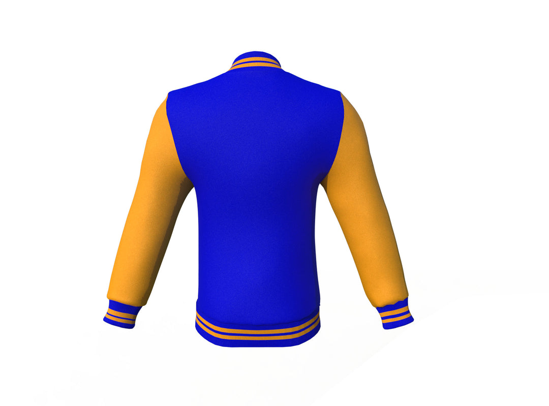 Perfect Gold Sleeves Blue Varsity Letterman Jacket