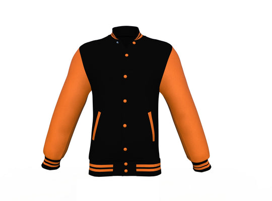 Winter Wear Orange Sleeves Black Varsity Letterman Jacket