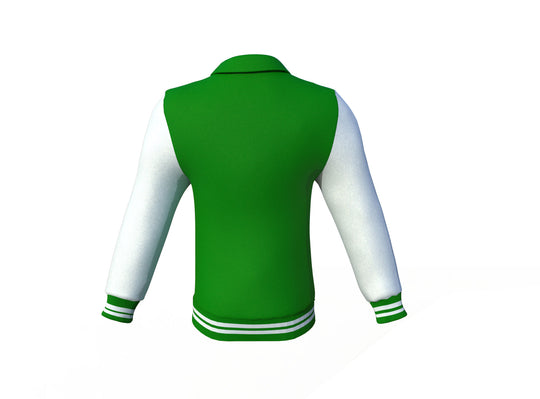 Stylish Dark Green Varsity Letterman Jacket with White Sleeves