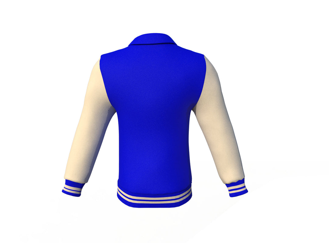 Soft  Cream Sleeves Blue Varsity Letterman Jacket 