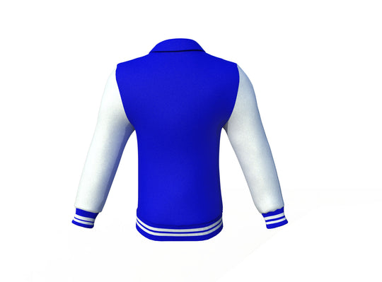 Fashionable Blue Varsity Letterman Jacket with White Sleeves