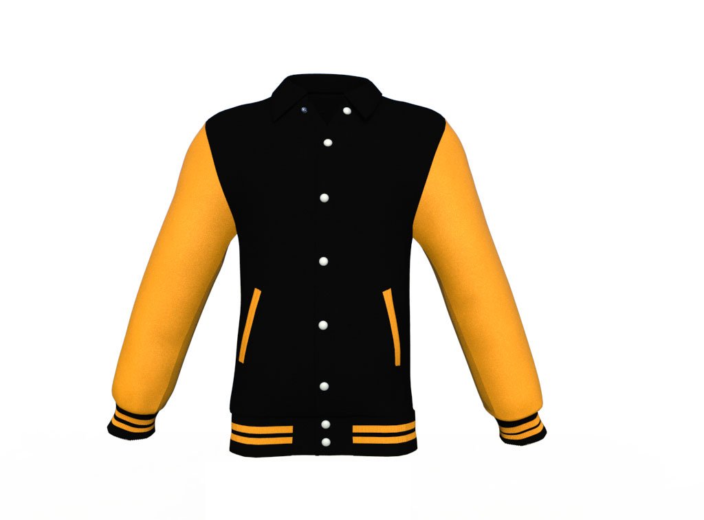 protective Gold Sleeves Black Varsity Letterman Jacket