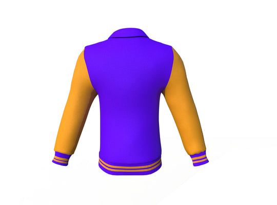 Perfect Warm Gold Sleeves Purple Varsity Letterman Jacket