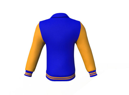 Perfect Gold Sleeves Blue Varsity Letterman Jacket