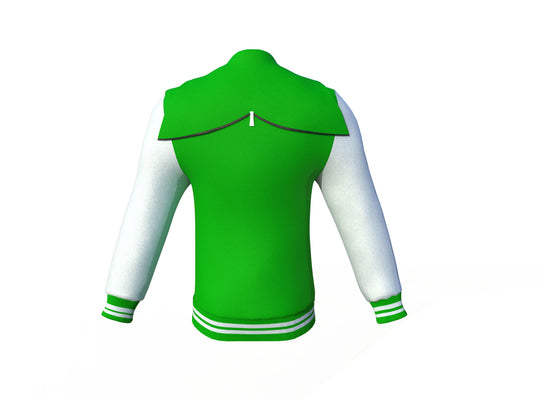 Gold Sleeves Light Green Varsity Letterman Jacket with White Sleeves