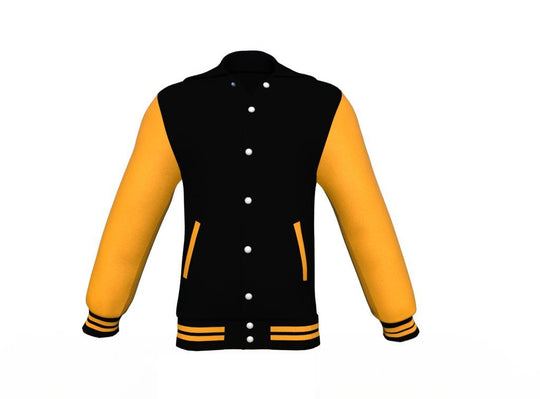 protective Gold Sleeves Black Varsity Letterman Jacket