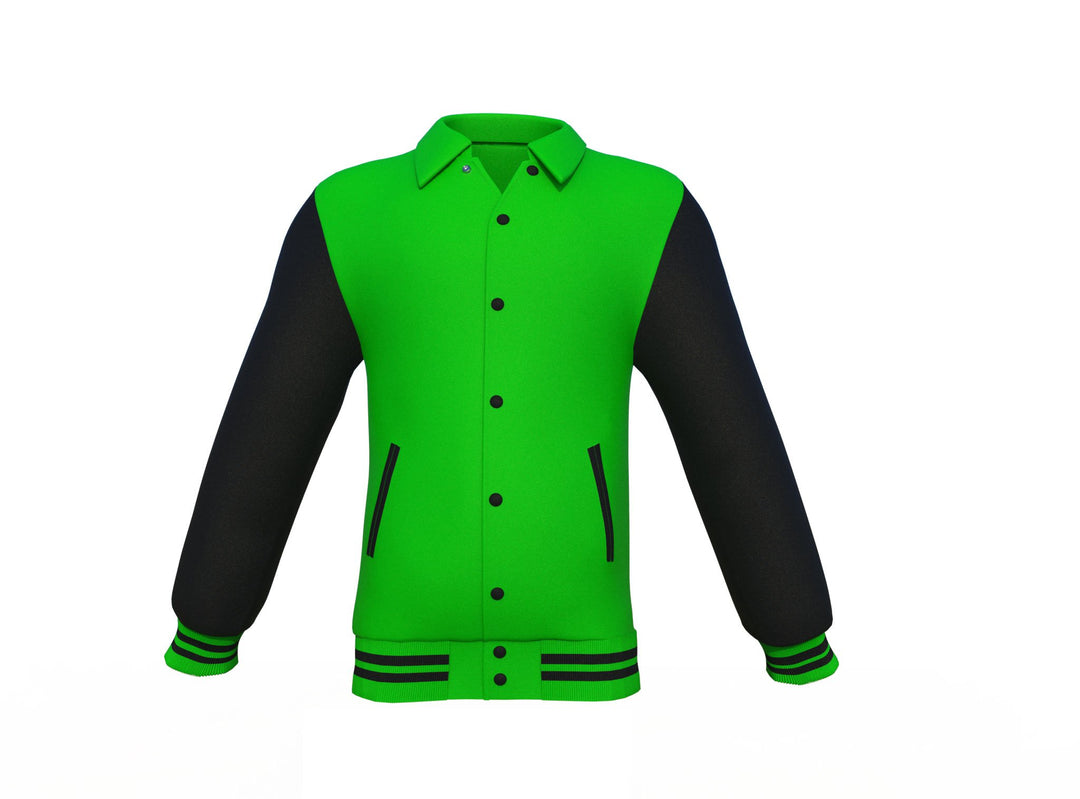 Perfect Light Green Varsity Letterman Jacket with Black Sleeves