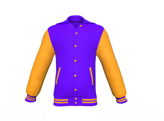 Perfect Warm Gold Sleeves Purple Varsity Letterman Jacket