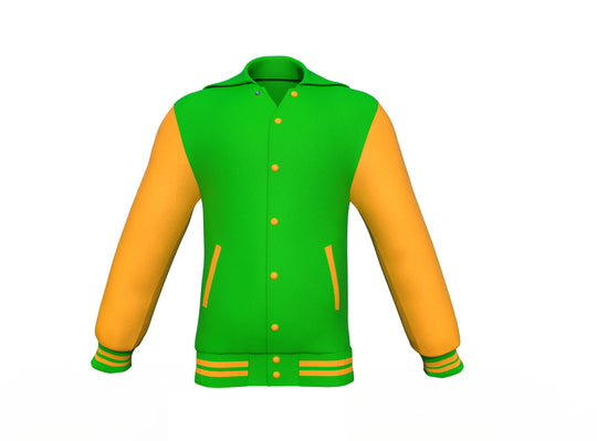 Brand New Gold Sleeves Light Green Varsity Letterman Jacket